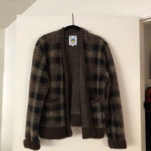 UNIF fuzzy plaid cardigan
